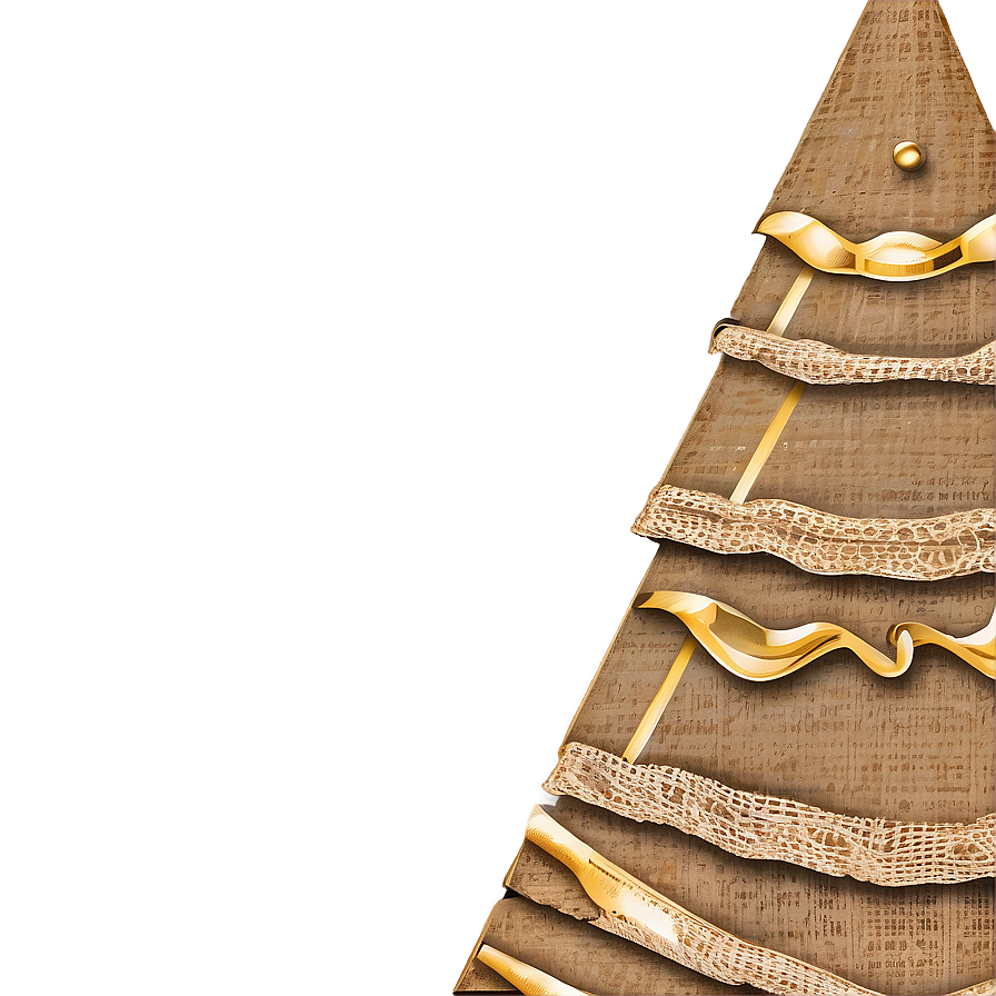 Gold Christmas Tree With Burlap Accents Png Rgw PNG Image