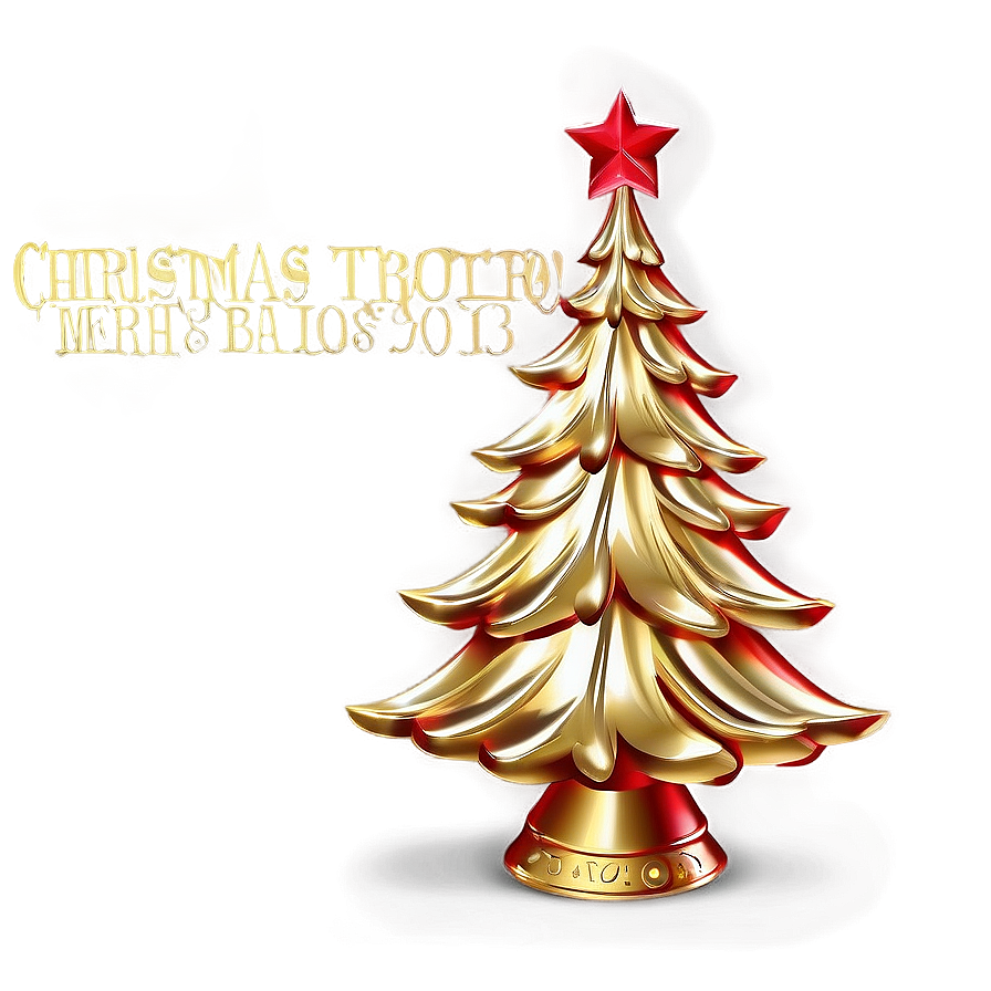 Gold Christmas Tree With Red Accents Png Tlu54 PNG Image