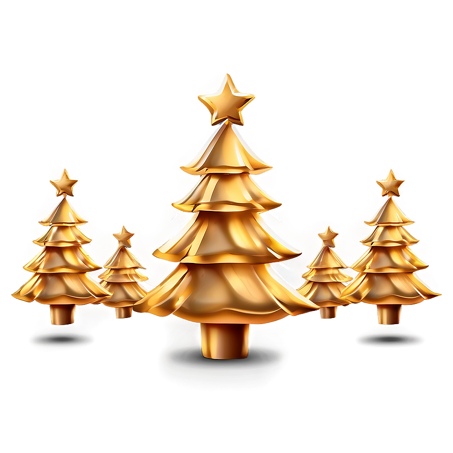 Gold Christmas Tree With Sunset Glow Png 32 PNG Image