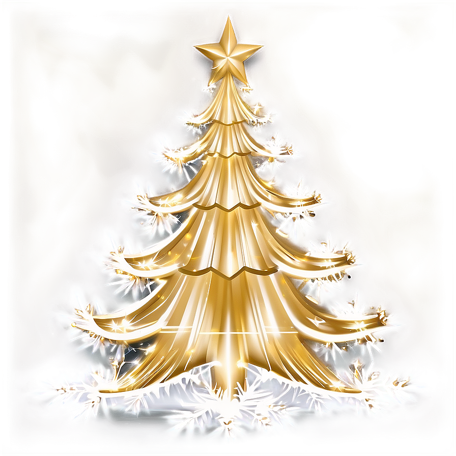 Gold Christmas Tree With White Snowflakes Png Aey61 PNG Image