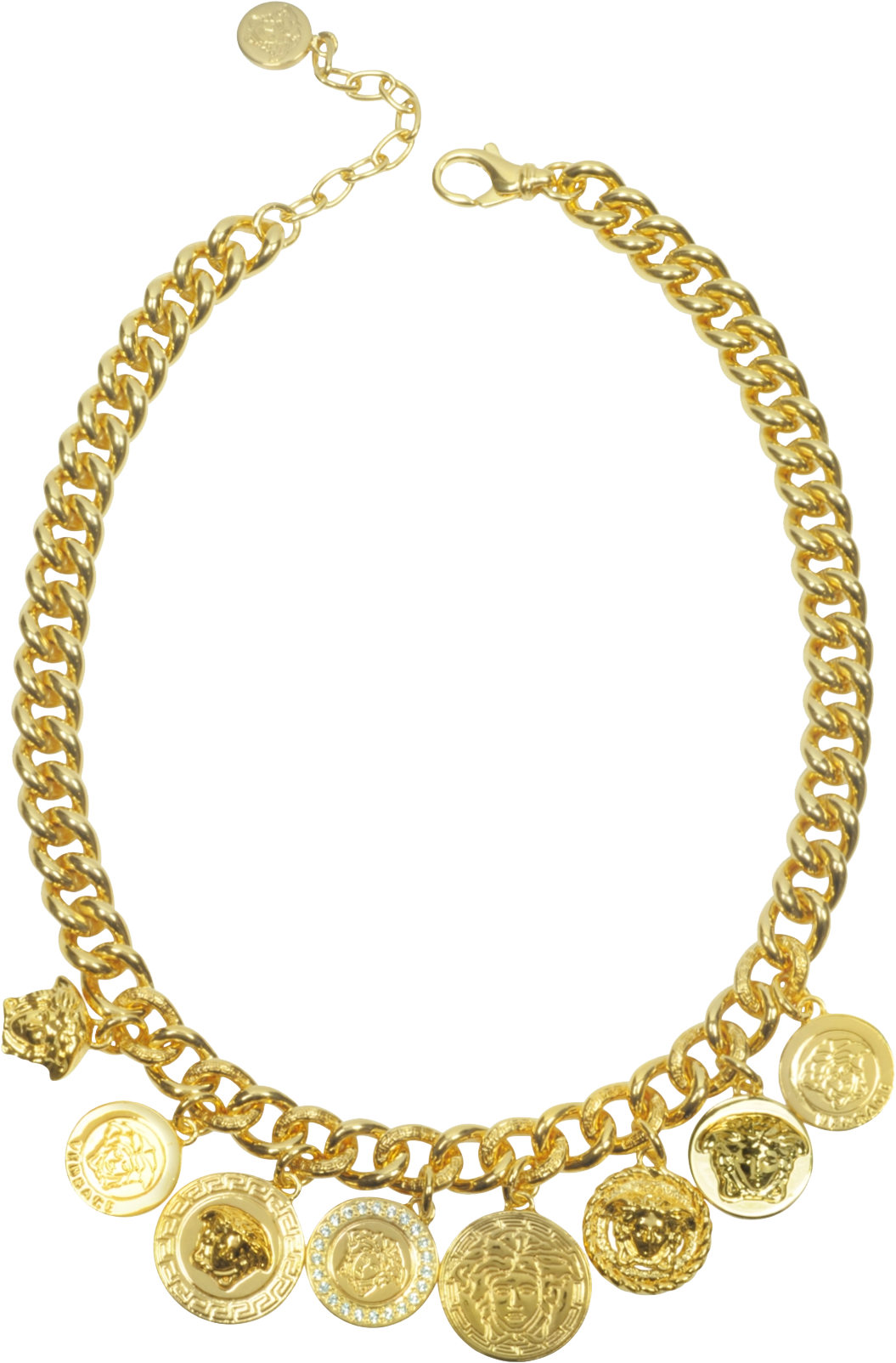 Gold Coin Charm Necklace PNG Image