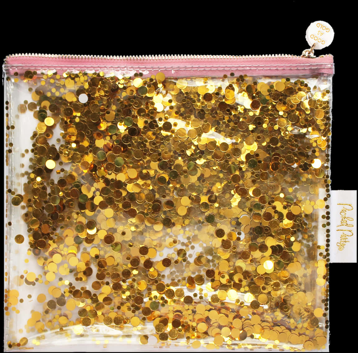 Gold Confetti Cosmetic Bag PNG Image