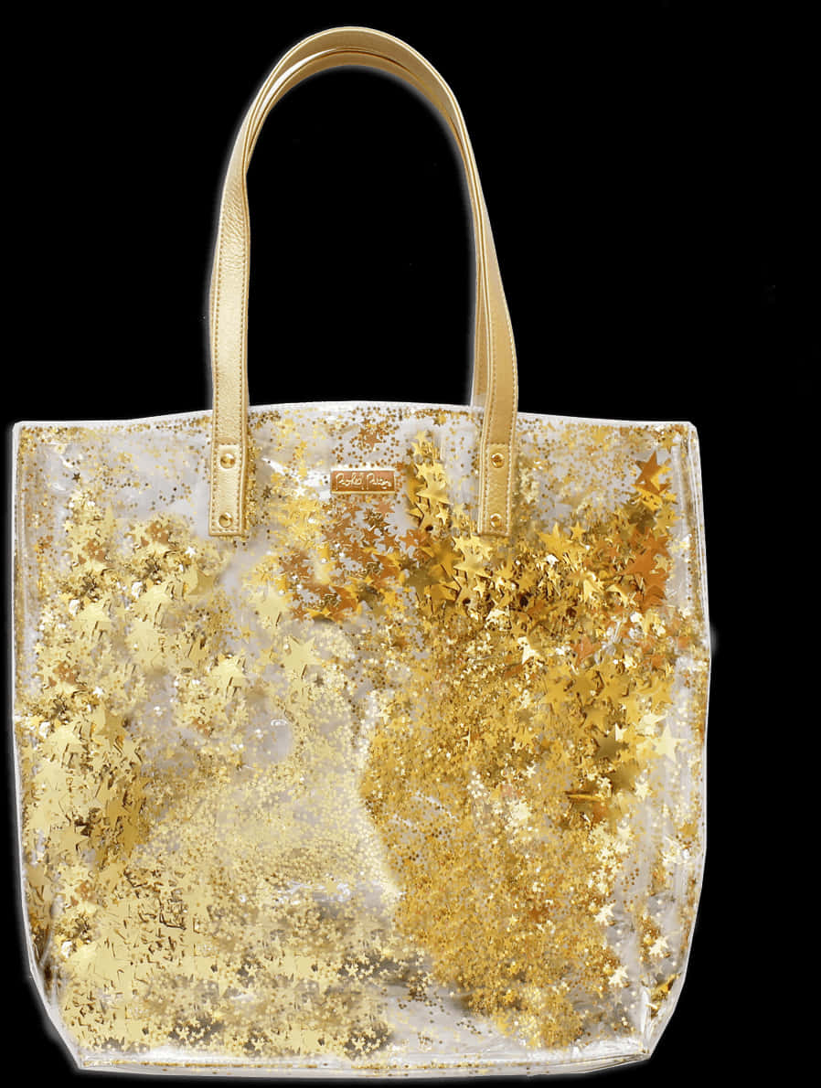 Gold Confetti Tote Bag PNG Image