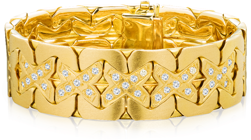 Gold Diamond Bangle Bracelet PNG Image