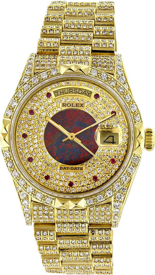 Gold Diamond Encrusted Rolex Watch PNG Image