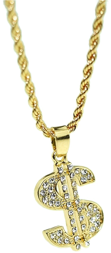 Gold Dollar Sign Pendant Necklace PNG Image