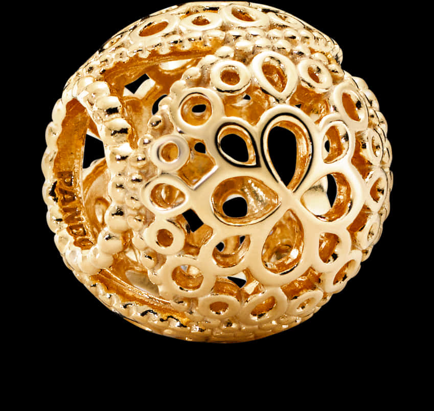 Gold Filigree Bead Jewelry PNG Image