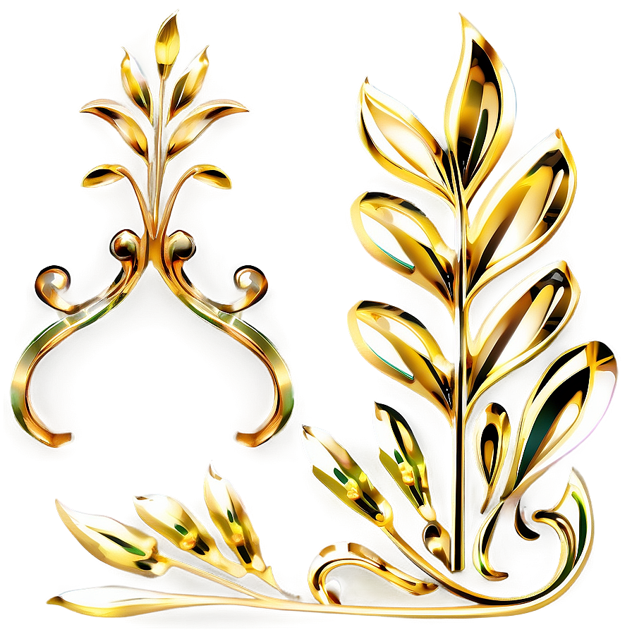 Gold Floral Motifs Png 36 PNG Image