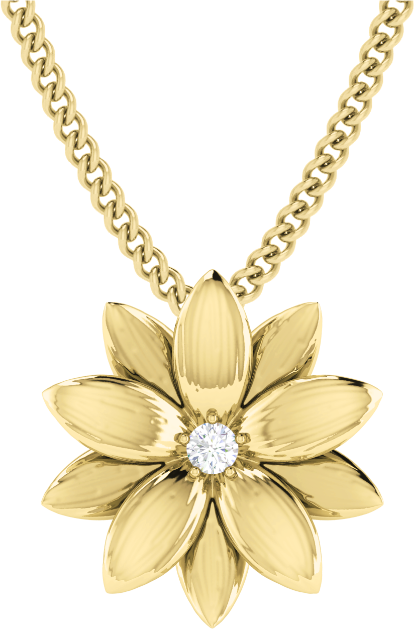 Gold Flower Pendant Necklace PNG Image