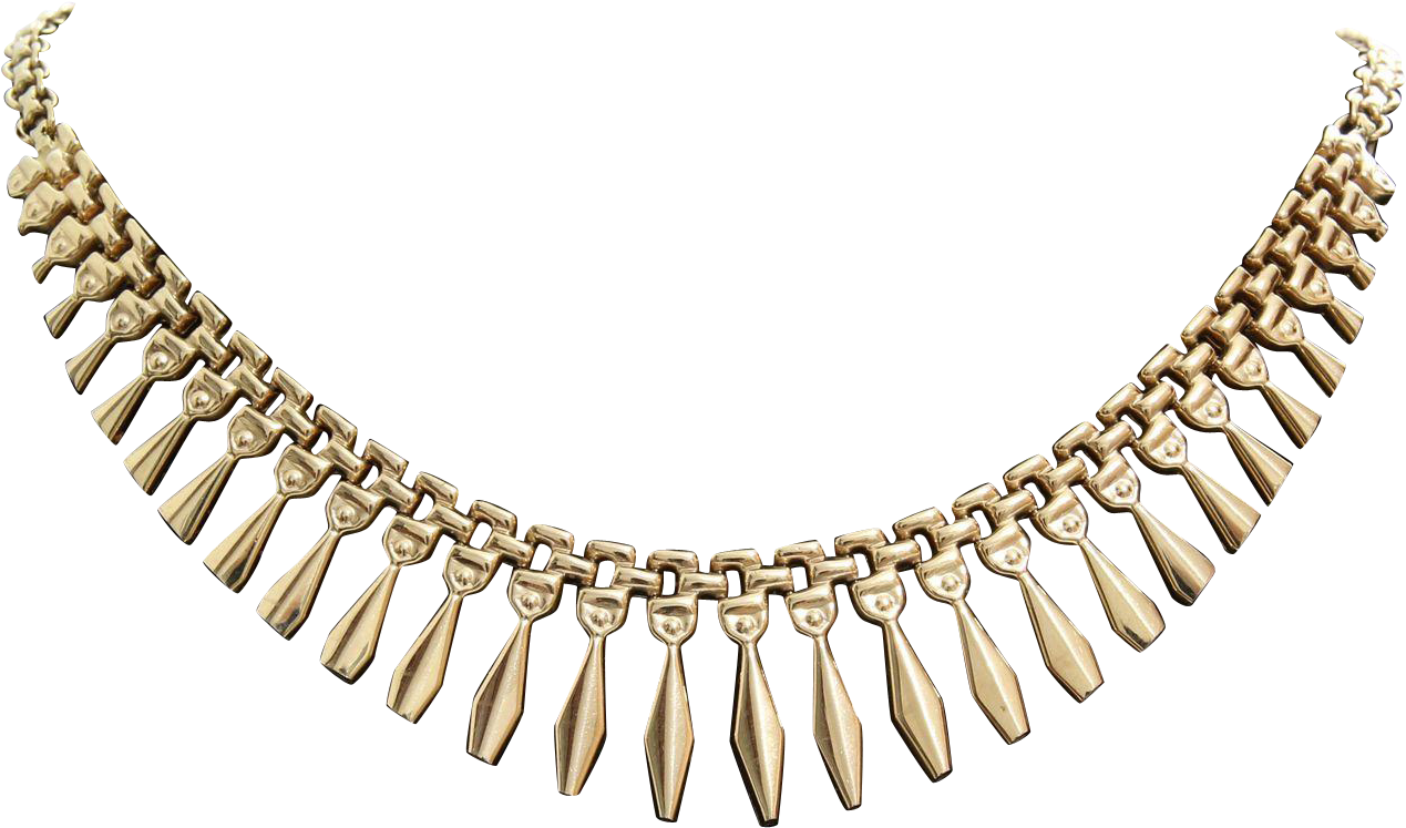 Gold Fringe Necklace Chain PNG Image