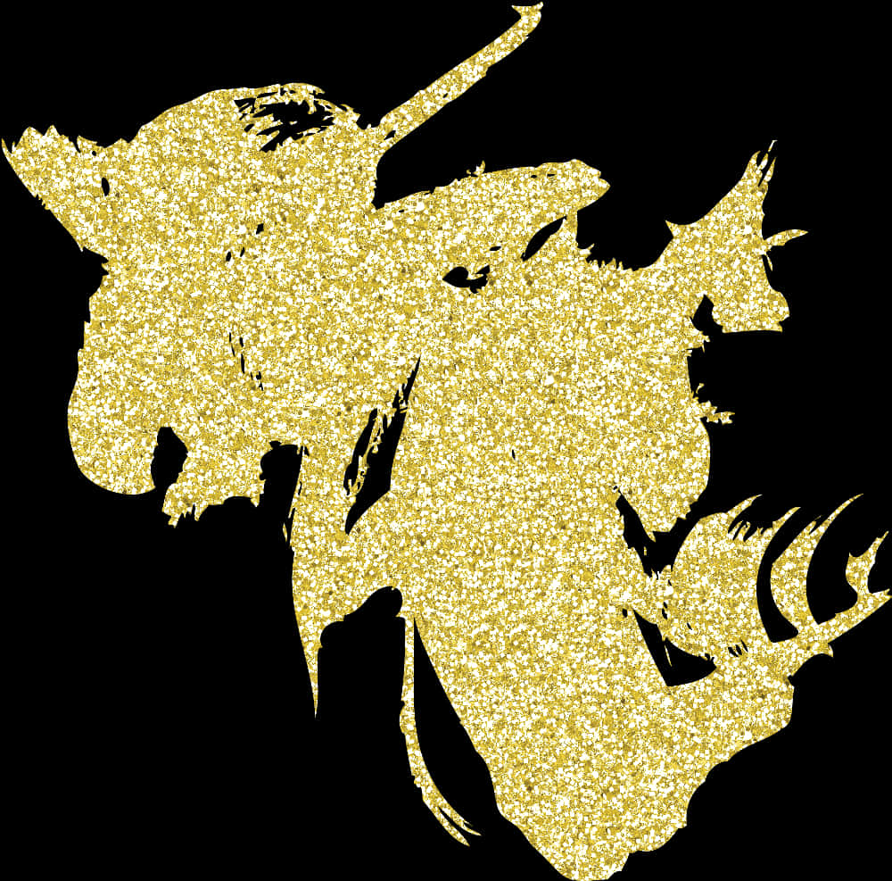 Gold Glitter Bull Silhouette PNG Image