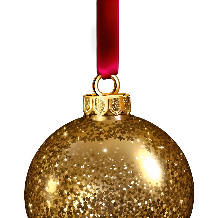 Gold Glitter Christmas Tree Bauble Png 06262024 PNG Image