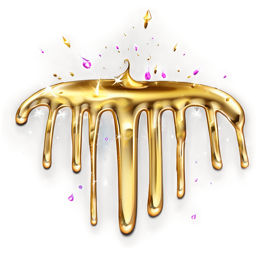 Gold Glitter Drip Illustration Png Vch PNG Image