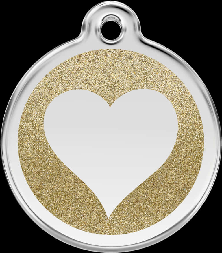 Gold Glitter Heart Pendant PNG Image