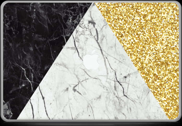 Gold Glitter Marble Laptop Cover PNG Image