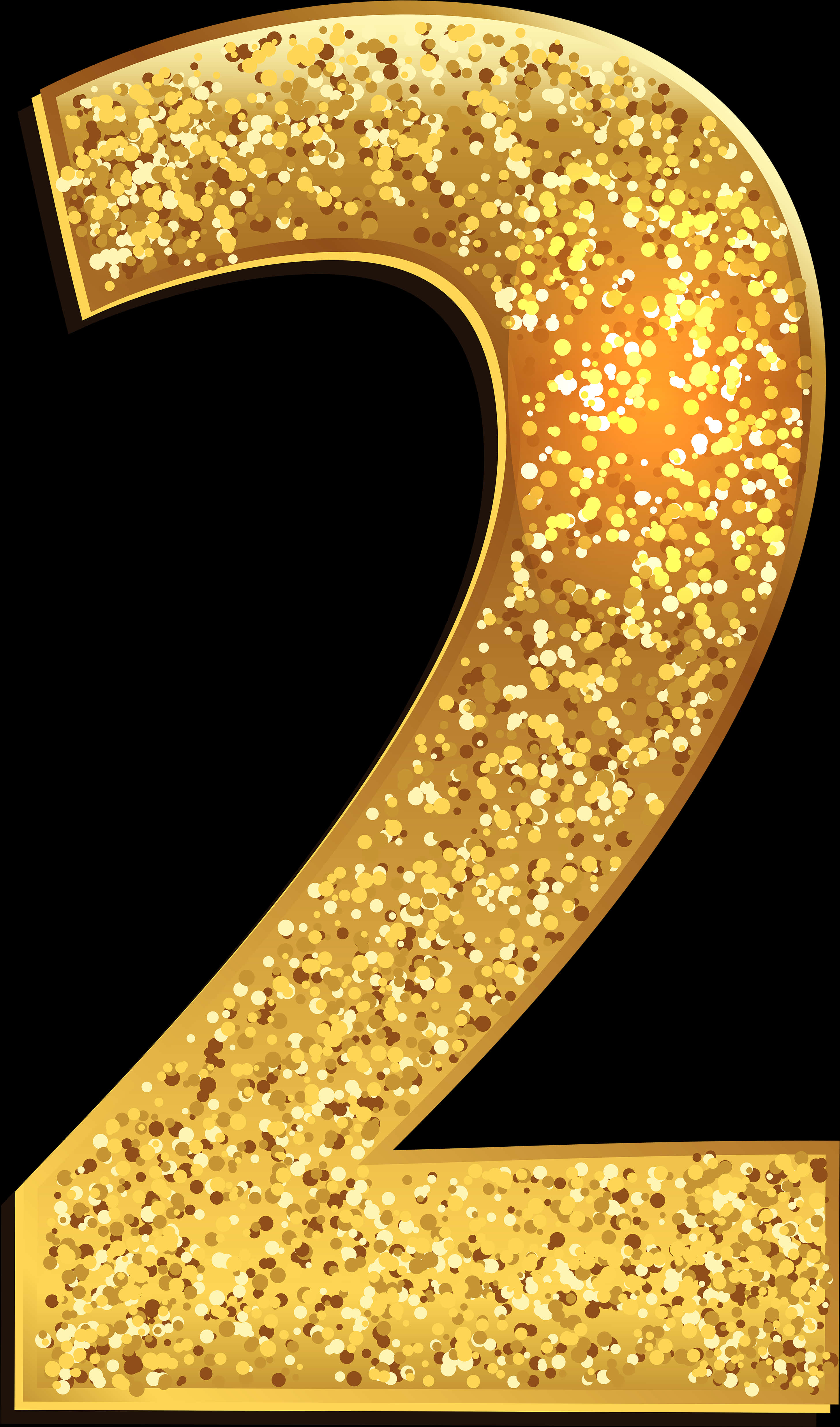 Gold Glitter Number Two PNG Image