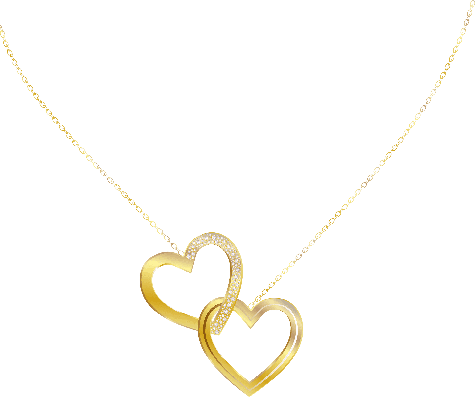 Gold Heart Pendant Necklace PNG Image