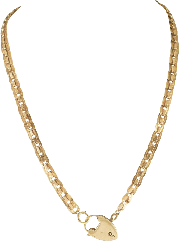 Gold Link Necklace Chain PNG Image