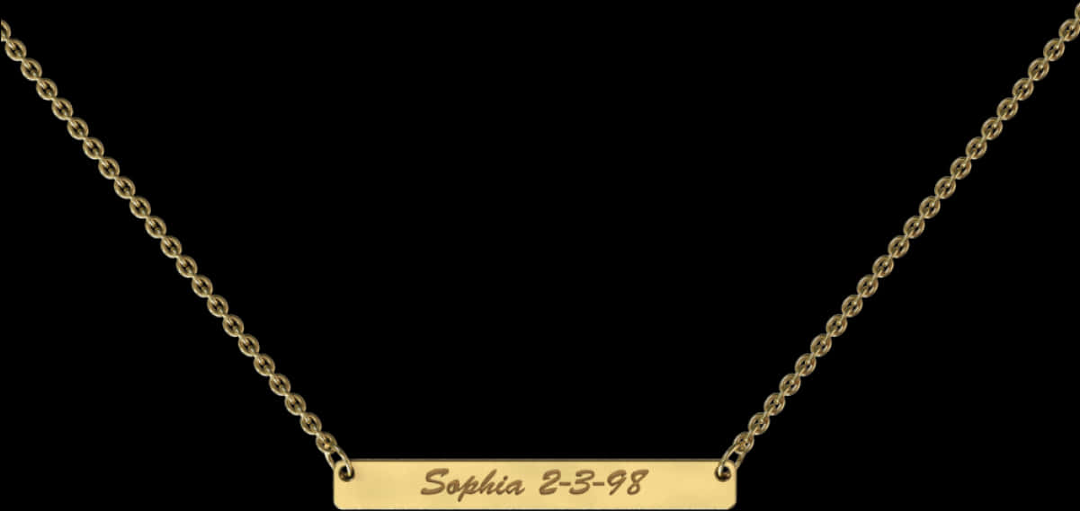 Gold Nameplate Necklace Date Engraving PNG Image