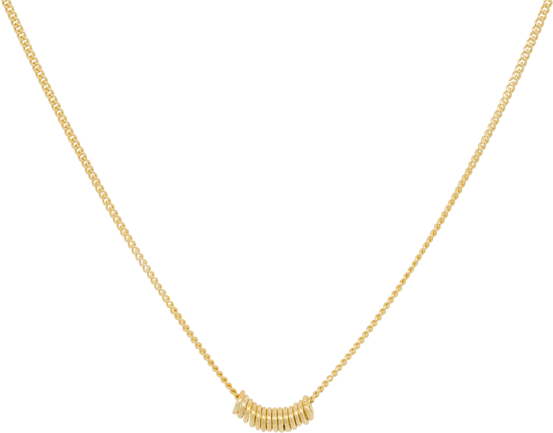 Gold Necklacewith Pendanton Teal Background PNG Image