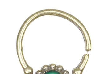 Gold Nose Ringwith Green Stone PNG Image