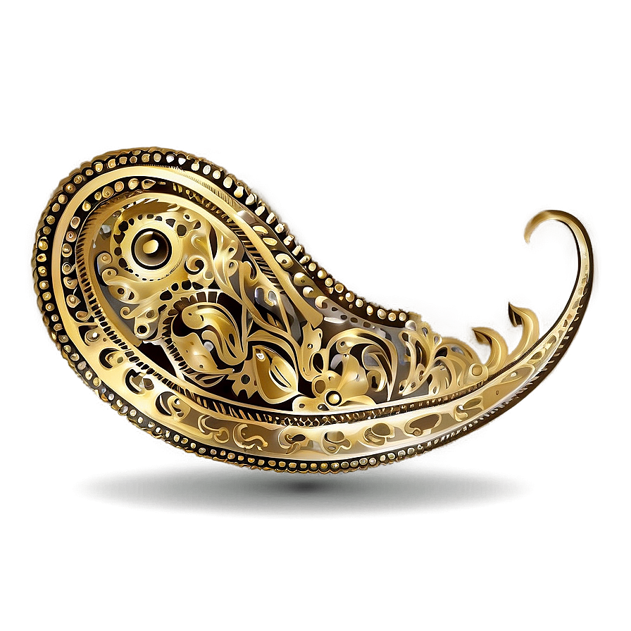 Gold Paisley Print Png Xje57 PNG Image