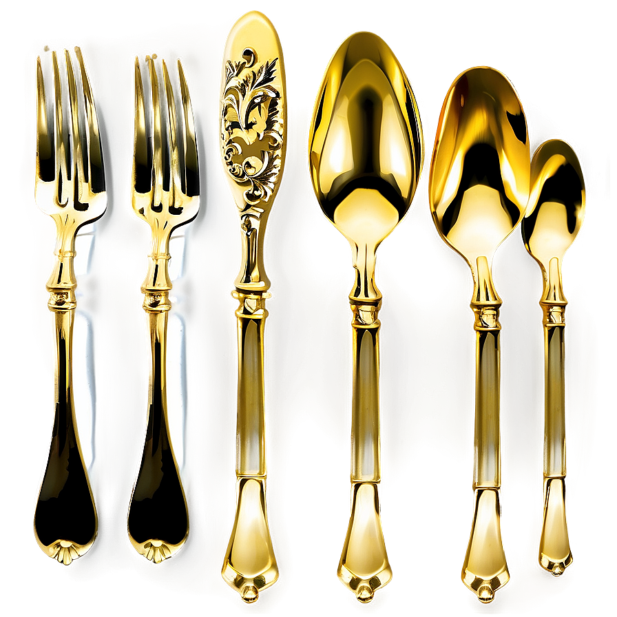 Gold Plated Cutlery Png Wnc35 PNG Image