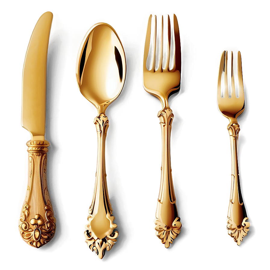 Gold Plated Cutlery Png Yjv PNG Image