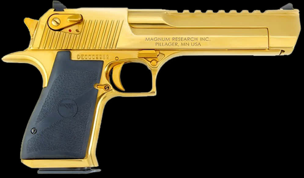 Gold Plated Desert Eagle Pistol PNG Image