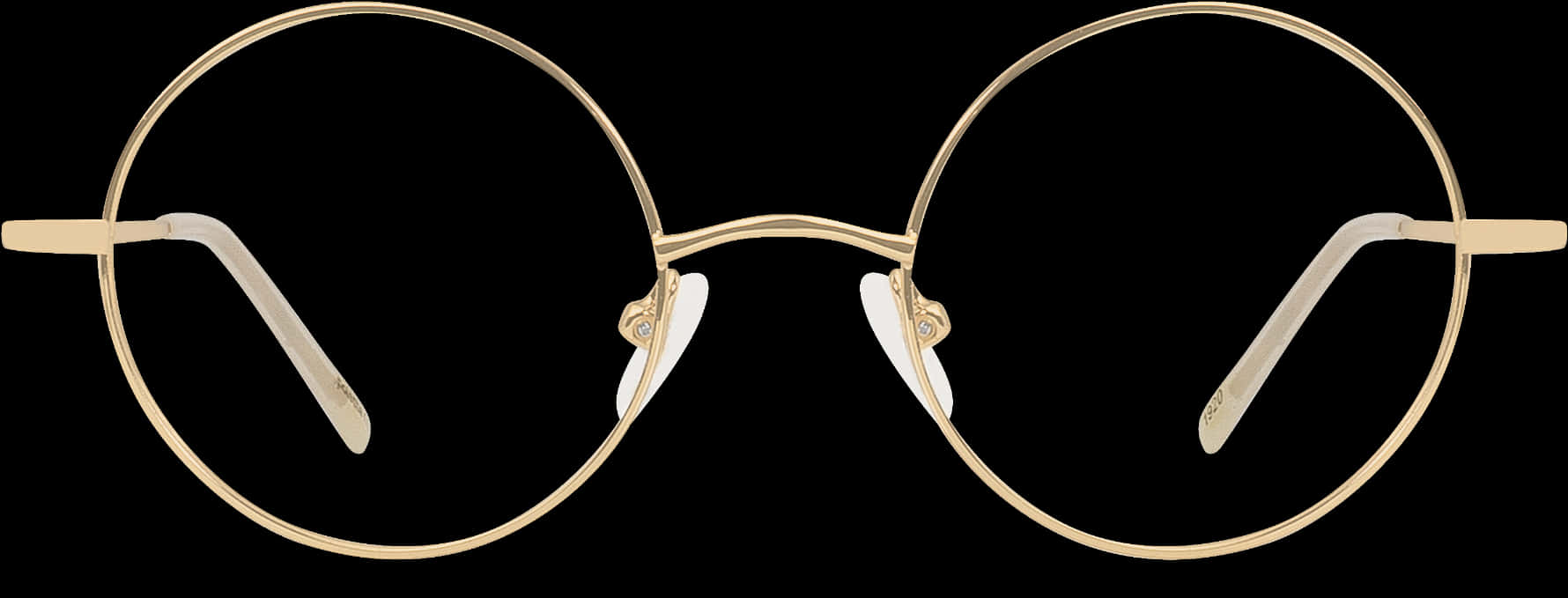 Gold Rimmed Round Glasses Black Background PNG Image