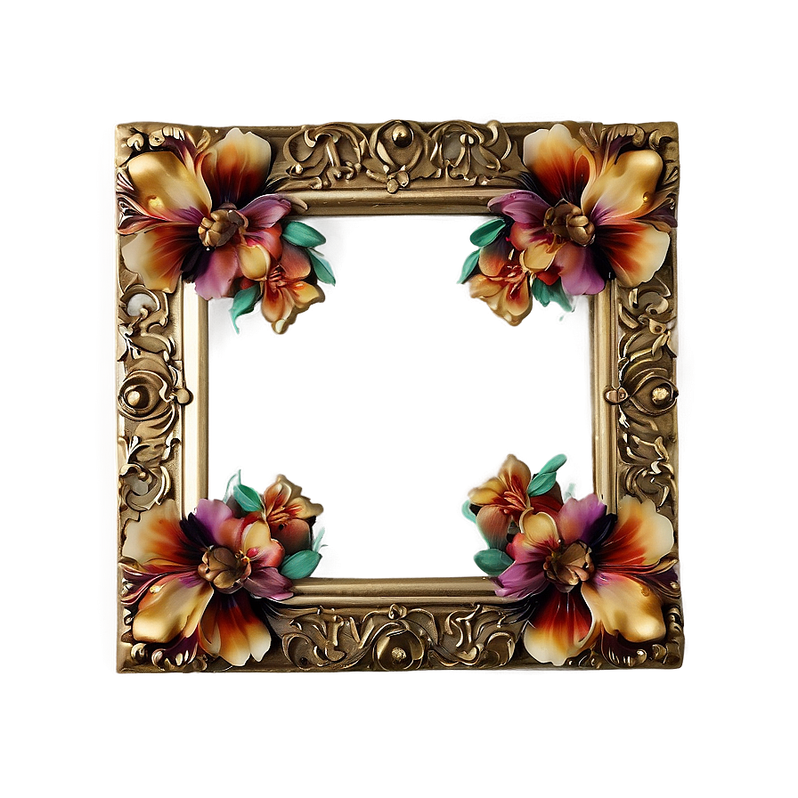 Gold Square With Floral Accents Png Svu66 PNG Image