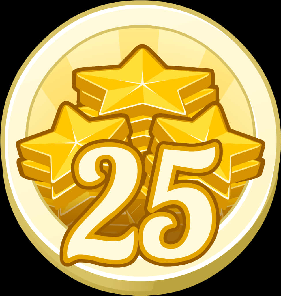 Gold Star Award25 Points PNG Image