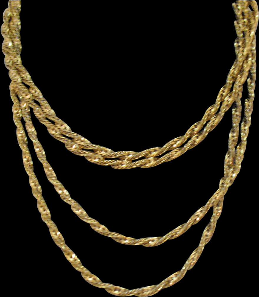 Gold Twisted Chains Black Background PNG Image