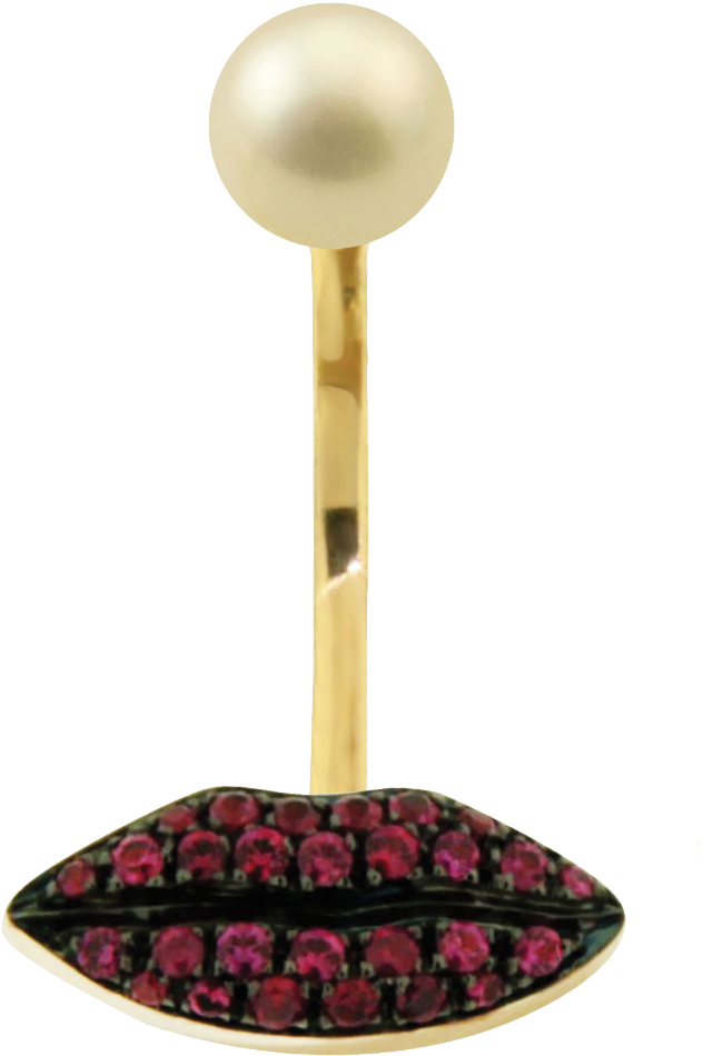 Goldand Pearl Barbellwith Gem Encrusted Base PNG Image