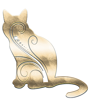 Golden Abstract Cat Art PNG Image