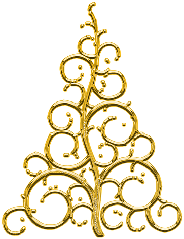 Golden Abstract Christmas Tree Design PNG Image