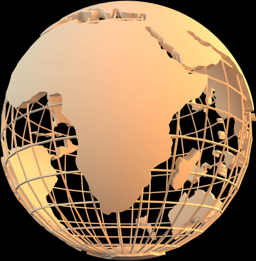 Golden Abstract Globe PNG Image