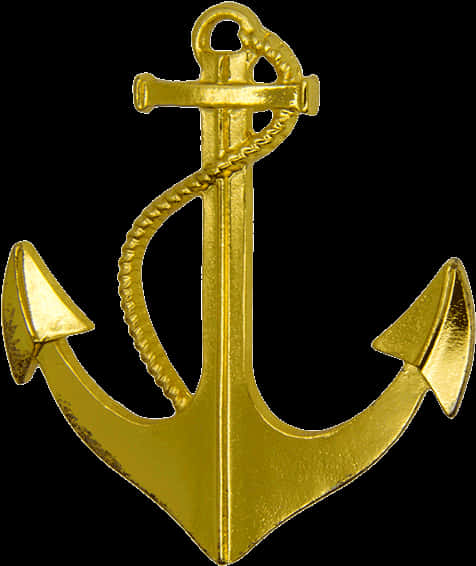 Golden Anchor Object PNG Image