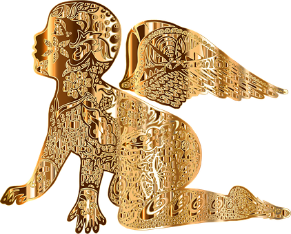 Golden Angel Artwork PNG Image