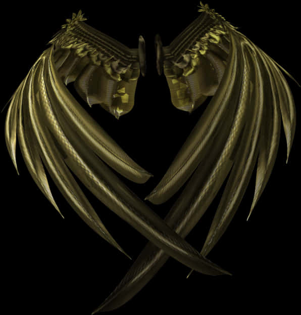 Golden Angel Wings Artwork PNG Image