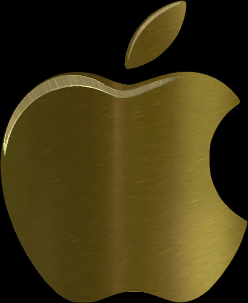 Golden Apple Logo Brushed Metal Texture PNG Image