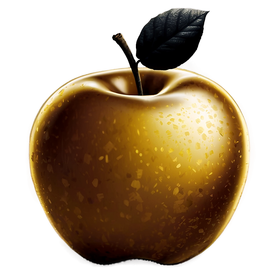 Golden Apple Silhouette Png 06132024 PNG Image