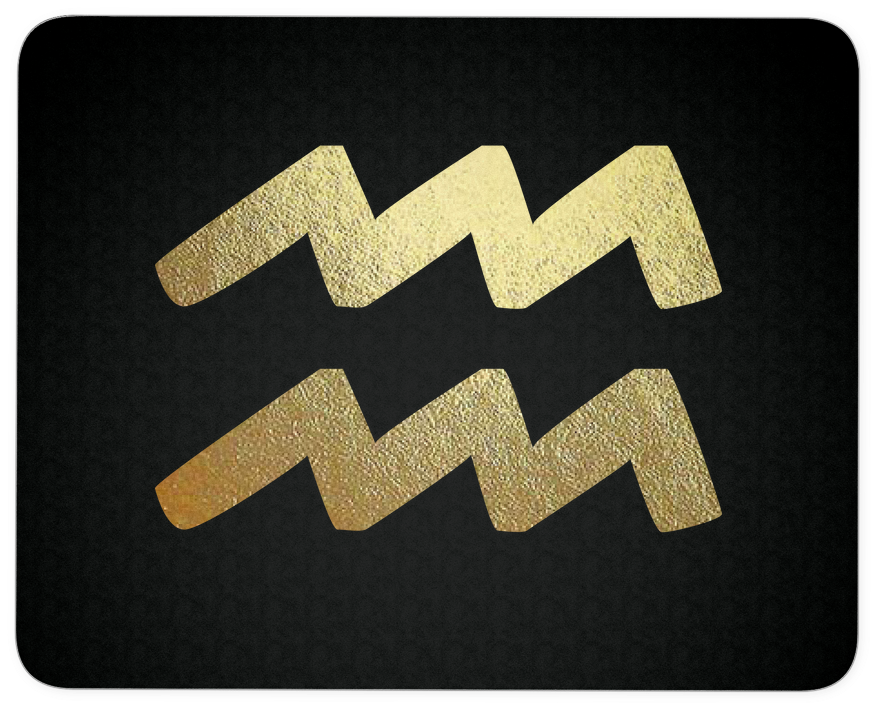 Golden Aquarius Symbolon Black Background PNG Image