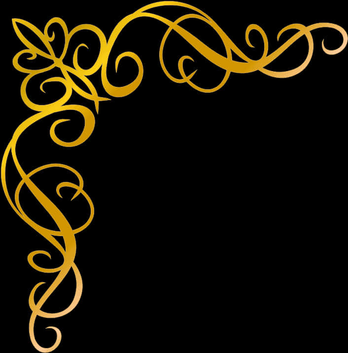 Golden Arabesque Corner Design PNG Image