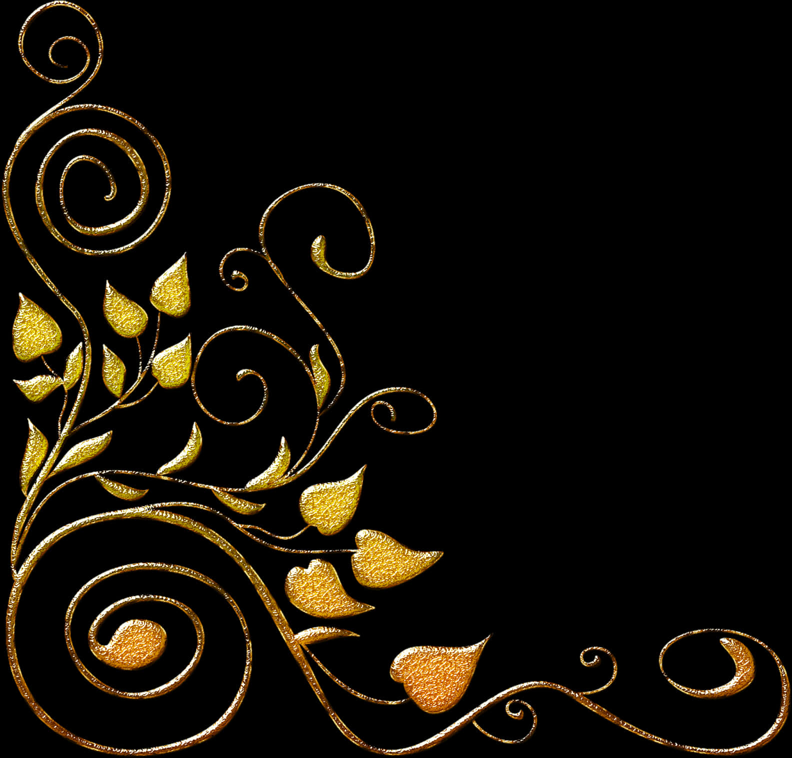 Golden Arabesque Floral Design PNG Image