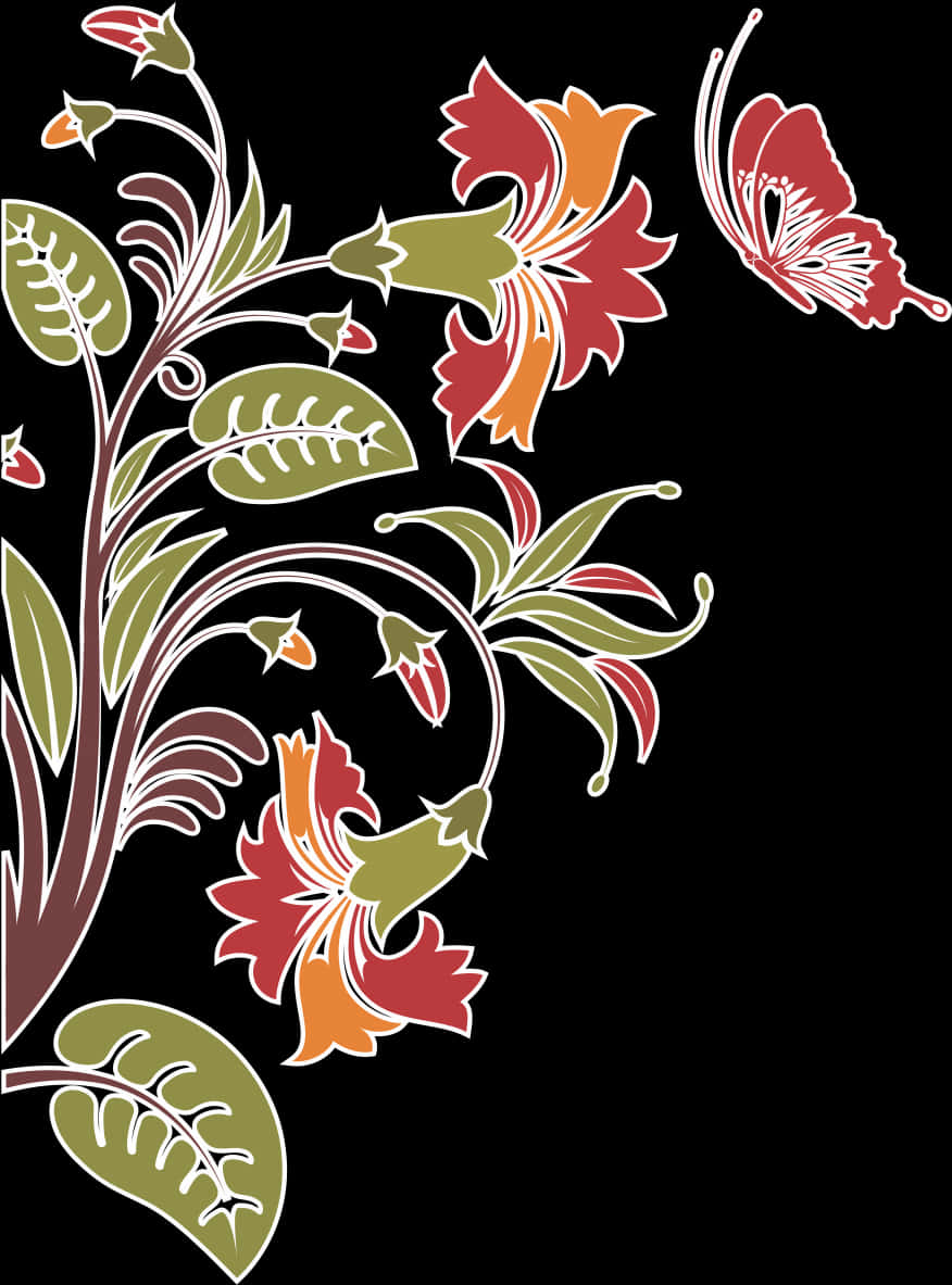 Golden Arabesque Floral Design PNG Image