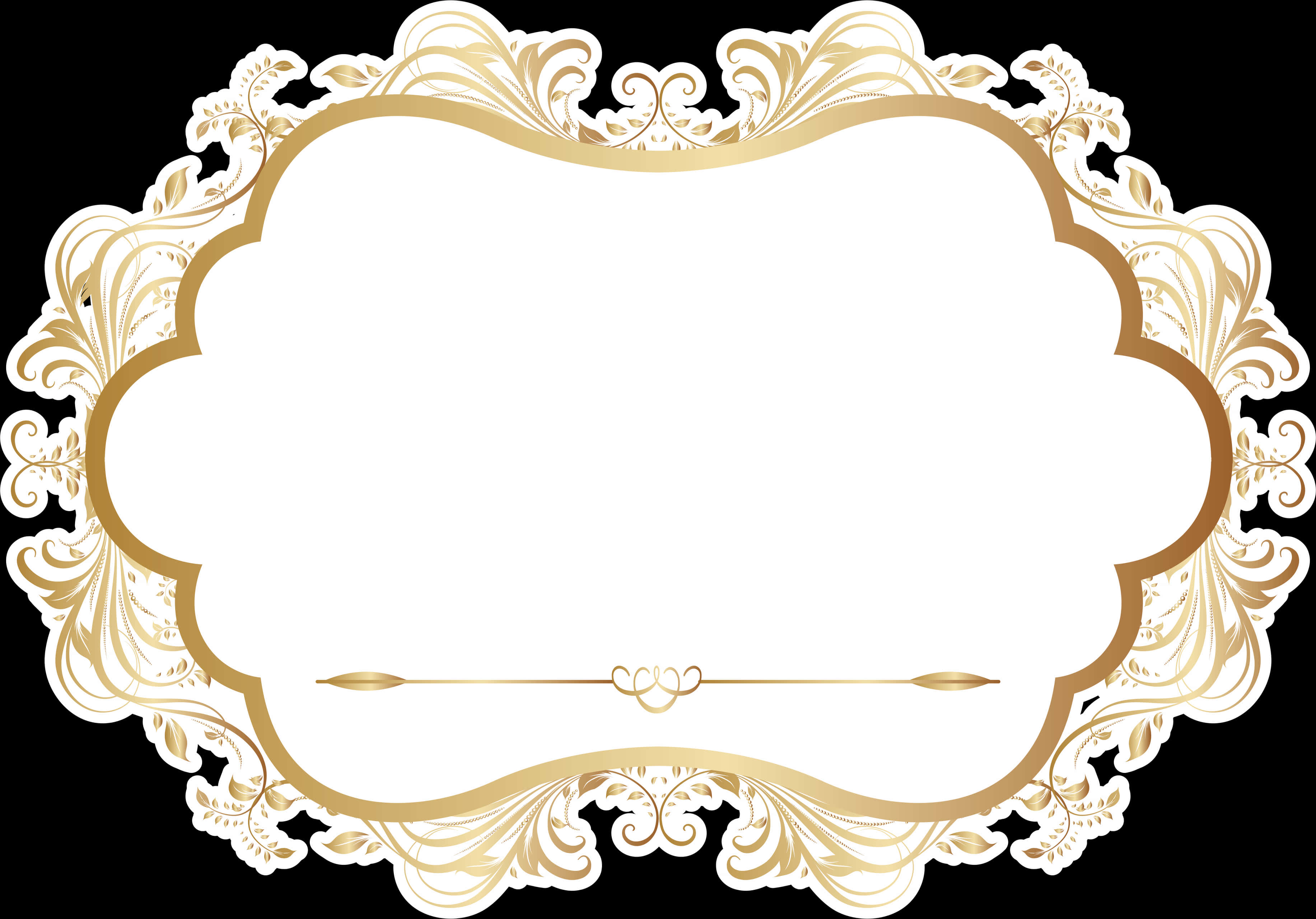 Golden Arabesque Frame Design PNG Image