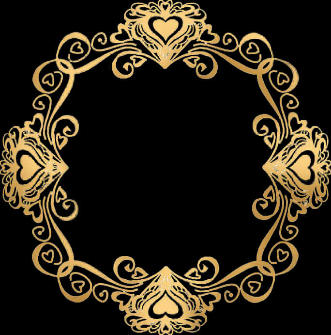 Golden Arabesque Frame Design PNG Image