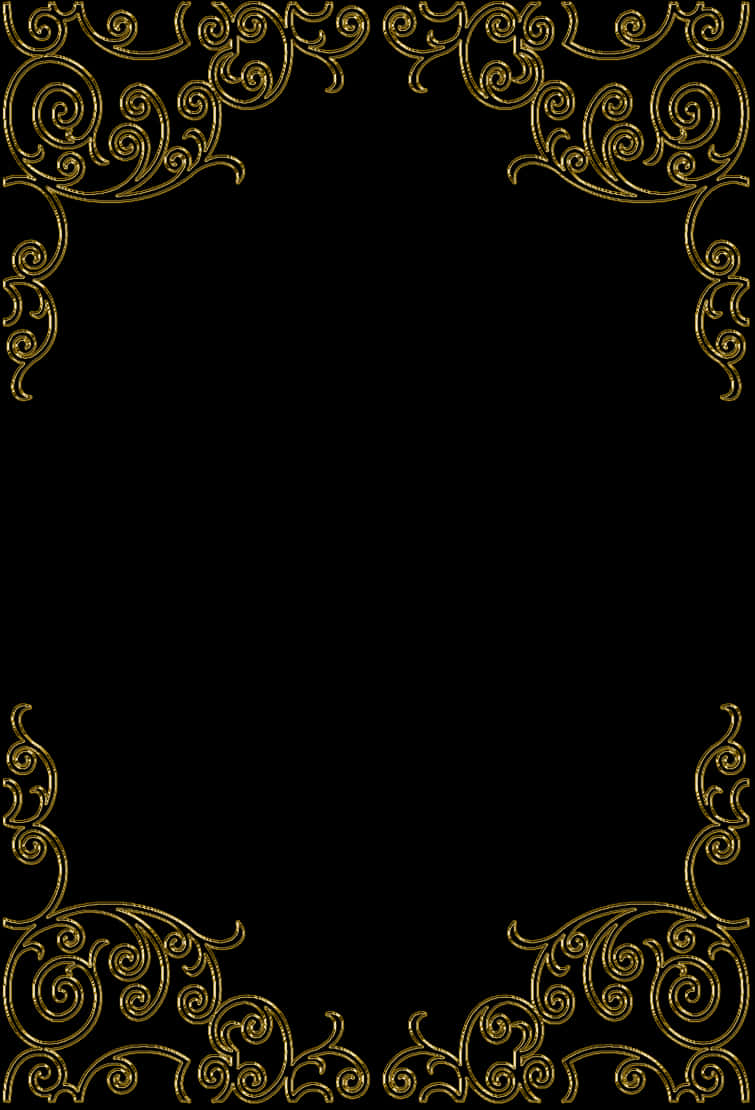 Golden Arabesque Frame Design PNG Image