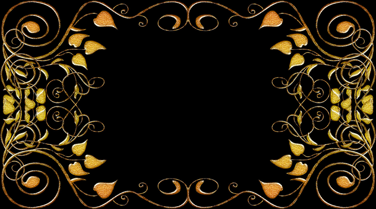 Golden Arabesque Frame Design PNG Image